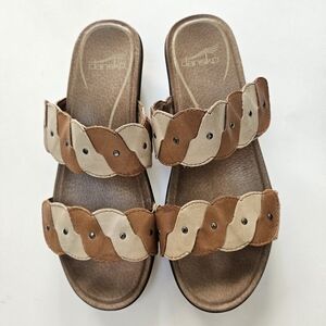 Dansko Slip-On Sandals Leather DEE Twist Strap Adjustable Brown 37 EU US 6.5 / 7